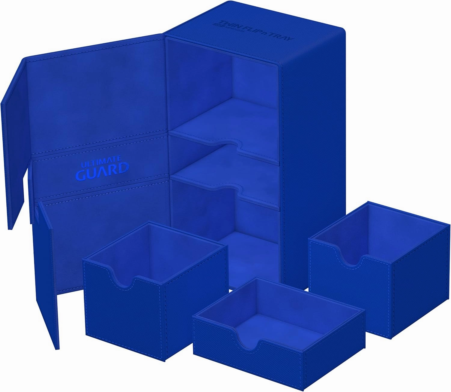 Ultimate Guard Twin Flip'n'Tray 200 , Deck Case for 200 Double-Sleeved TCG Cards   Dice Tray, Blue, Independent Magnetic Closure & Microfiber Inner Lining