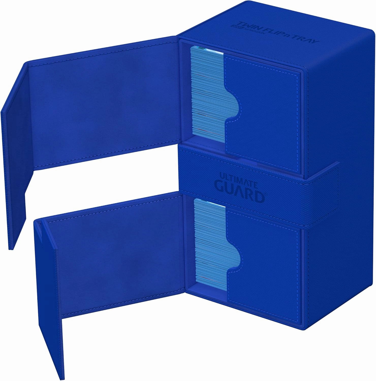 Ultimate Guard Twin Flip'n'Tray 200 , Deck Case for 200 Double-Sleeved TCG Cards   Dice Tray, Blue, Independent Magnetic Closure & Microfiber Inner Lining
