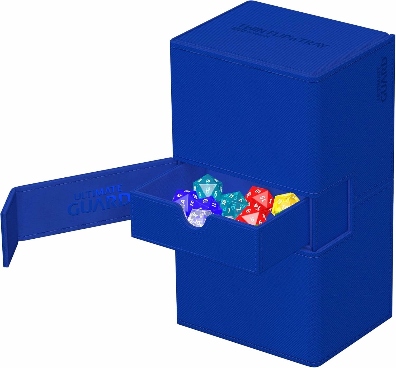 Ultimate Guard Twin Flip'n'Tray 200 , Deck Case for 200 Double-Sleeved TCG Cards   Dice Tray, Blue, Independent Magnetic Closure & Microfiber Inner Lining