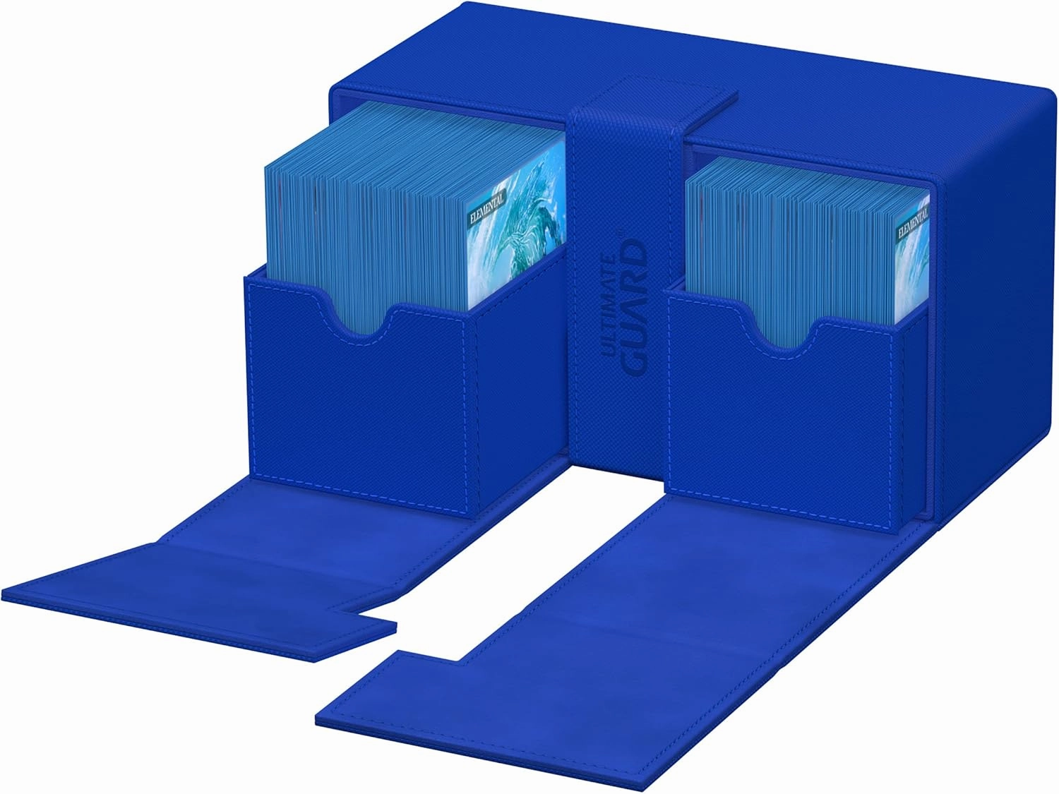 Ultimate Guard Twin Flip'n'Tray 200 , Deck Case for 200 Double-Sleeved TCG Cards   Dice Tray, Blue, Independent Magnetic Closure & Microfiber Inner Lining