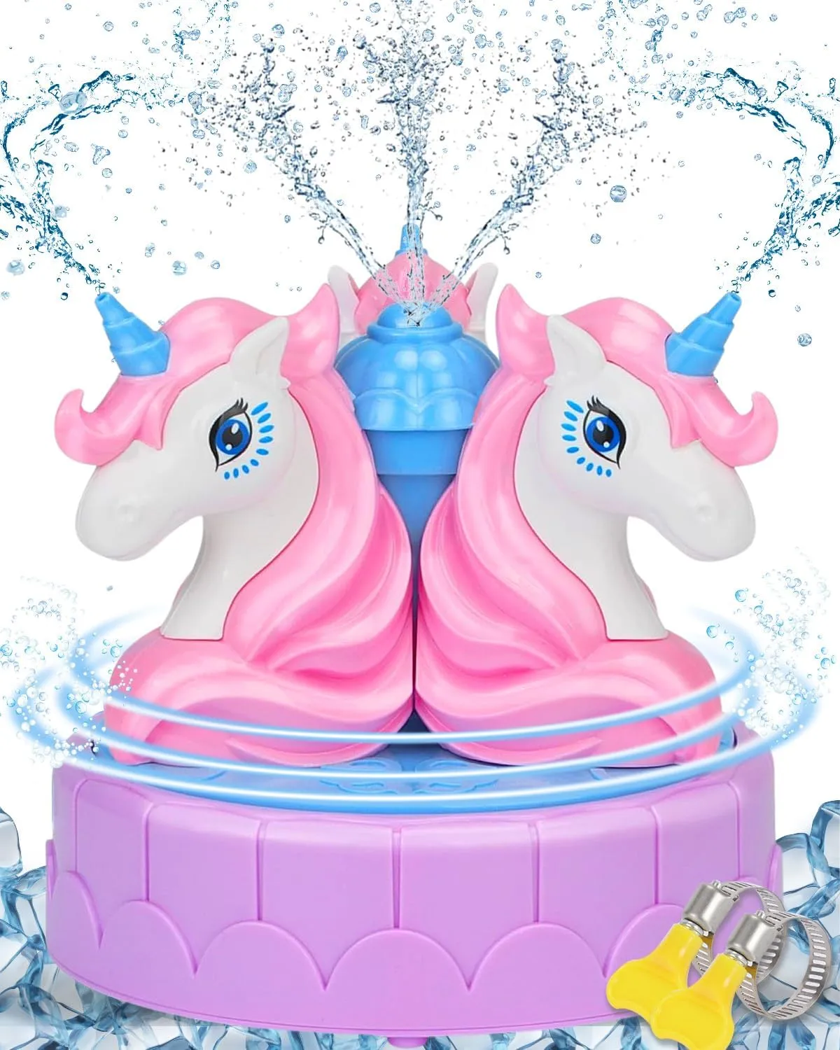 Unicorn Water Sprinkler for Kids, 360° Rotating Water Spray Sprinkler Toy, Summer Outdoor Water Sprinkler Toys, Sprinklers for Yard Kids Ages 3 …