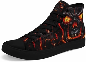 Unisex Fashion Skull High Top Sneakers Classic Lace-Up Canvas Shoes,Casual Cool Hip Hop Tennis Walking Shoes for Men Women