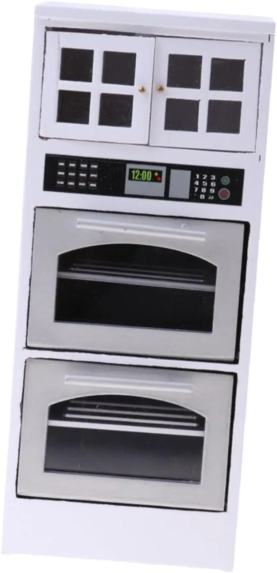 UPKOCH 1:12 Scale Mini Microwave Oven for Dollhouse Wooden DIY Cabinet Opening Doors Oven Small Aesthetic Microwave for Elderly