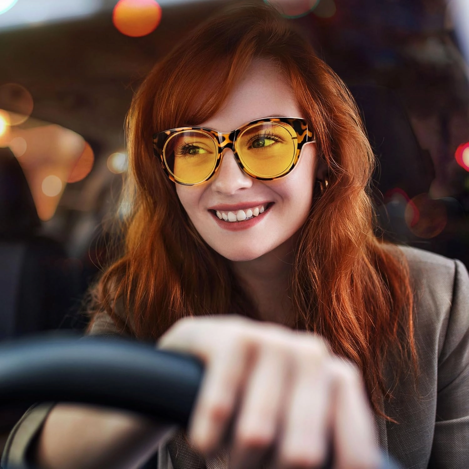 URUMQI Night Vision Driving Glasses for Women Anti-Glare Fit Over, Polarized Night Time HD Yellow Lens