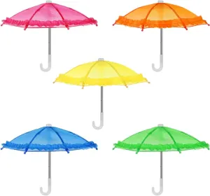 Vaguelly 5PCS Mini Rainy Umbrellas Tiny Umbrellas Miniature Colorful Sunny Rainy Umbrellas for 18 Inch Doll Girl Doll Mini Umbrellas Photography Props