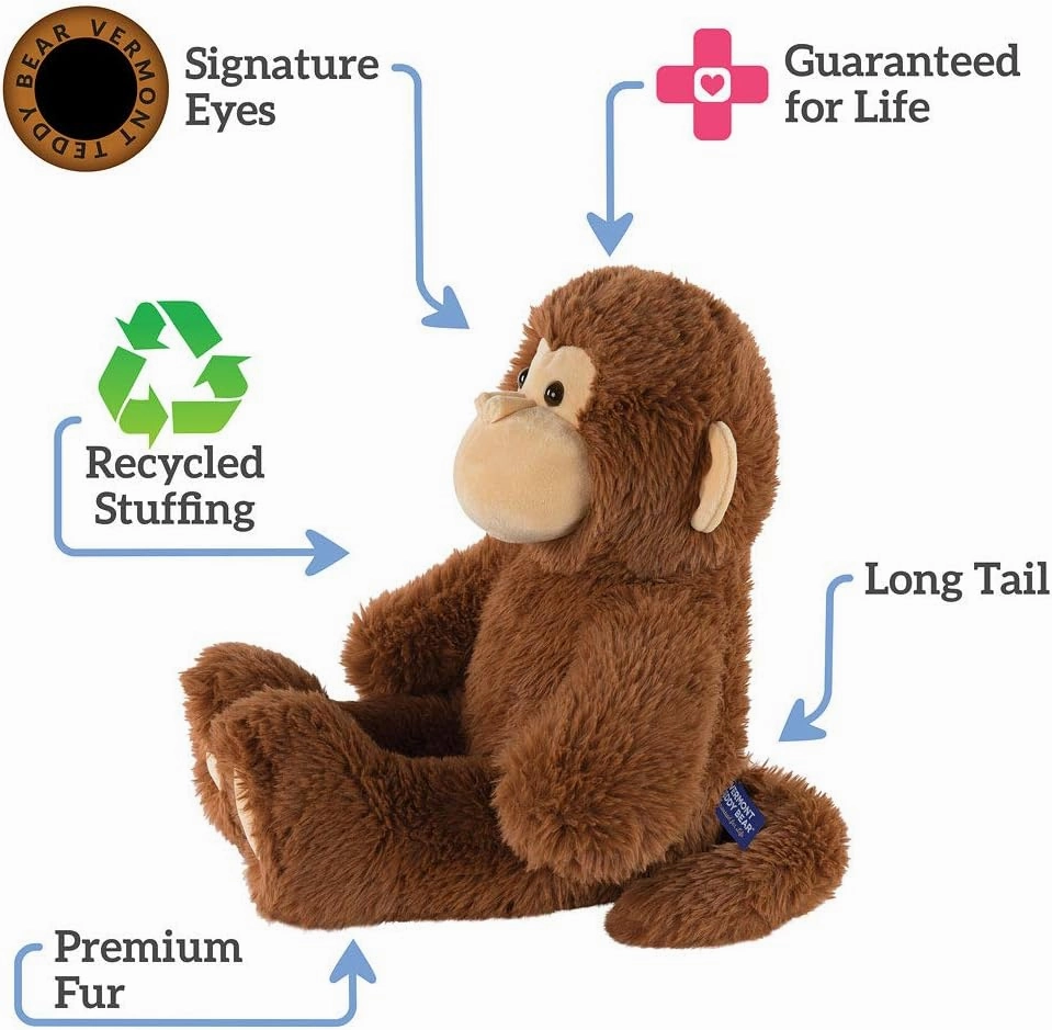 Vermont Teddy Bear Stuffed Monkey - Oh So Soft Monkey Stuffed Animal, Plush Toy, Brown, 18 Inch