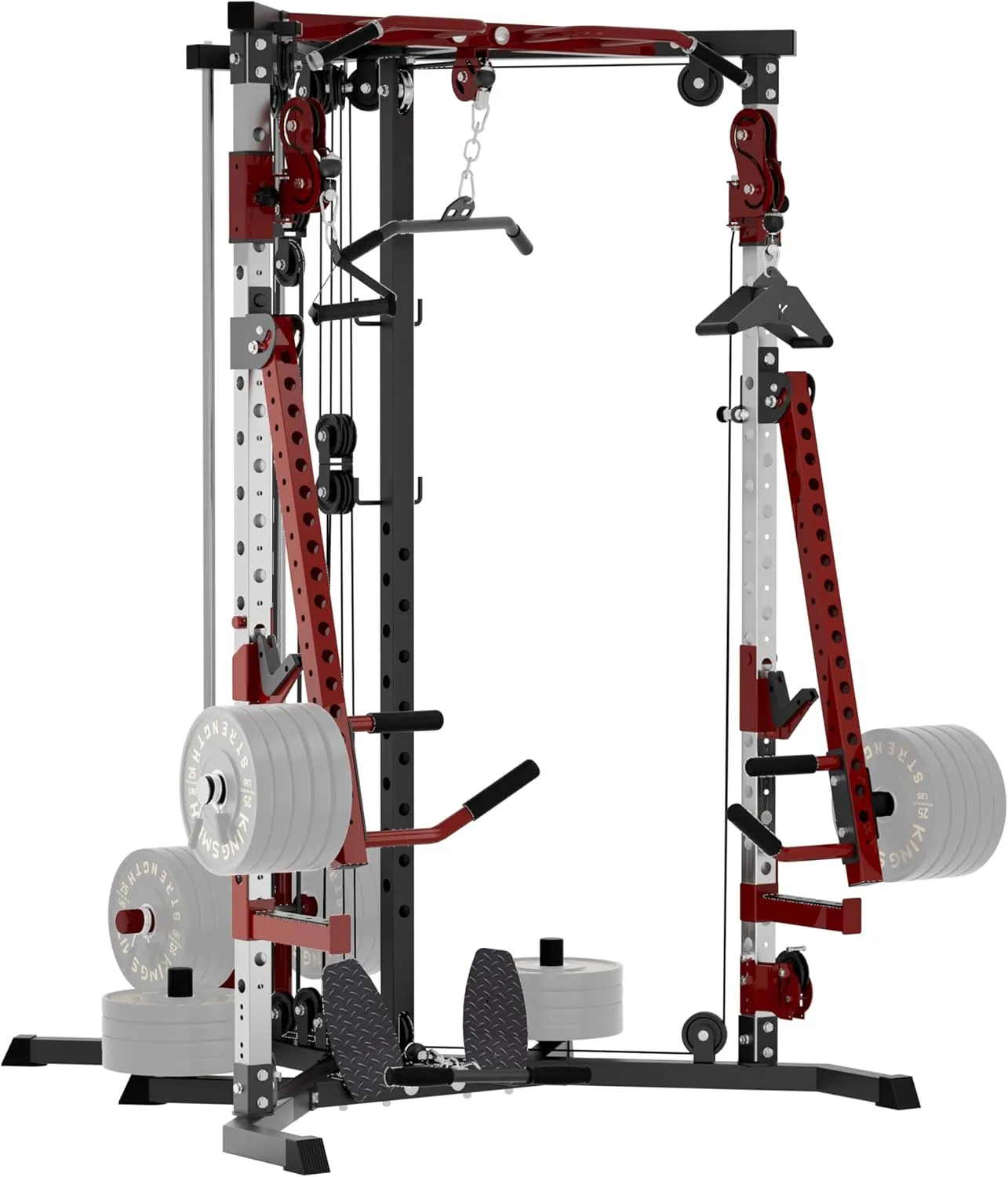 Versatile Power Rack with Cable Pulley System, Power Cage for Strength Training, Bench Press and Pull-Ups
