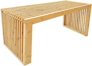 Versatile Wooden Slatted Bench - Sleek Modern Design for Dining, Entryway, Bedroom - Indoor Use with Storage Capability for Home, Kitchen, Bathroom & Beyond (Natural)