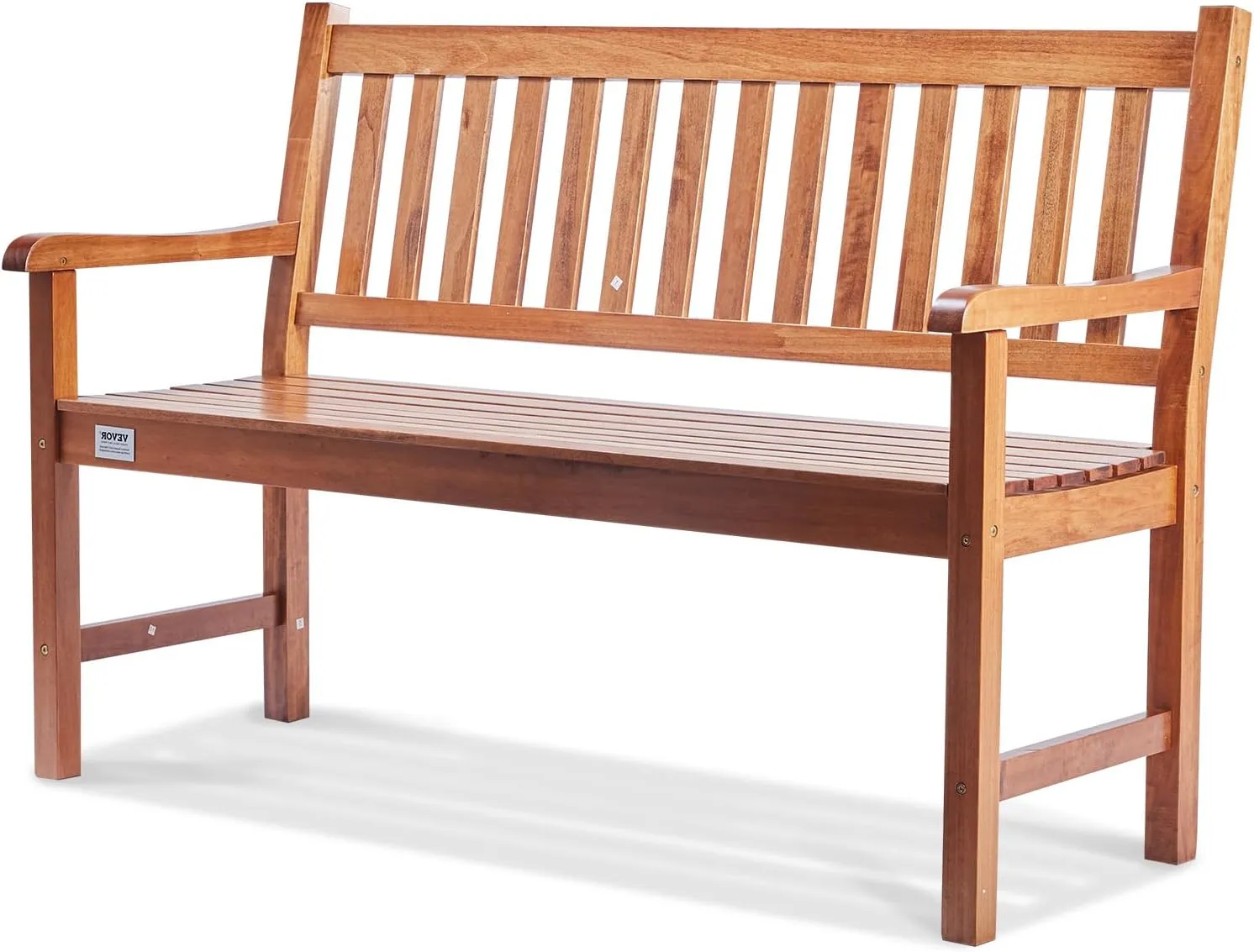 VEVOR Wood Outdoor Bench, 2-Person Garden Bench with Backrest and Armrests, 800 lbs Load Capacity,All-Weather Never Rot Patio Bench for Garden, Park, Yard, Front Porch