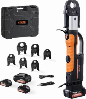 VEVOR Pro Press Tool, 18V Electric Pipe Crimping Tool for 1/2" to 2" Copper Pipes, Press Tool Kit with 6 Pro Press Jaws, 2PCS 4AH Battery, Fast Charger & Carrying Case