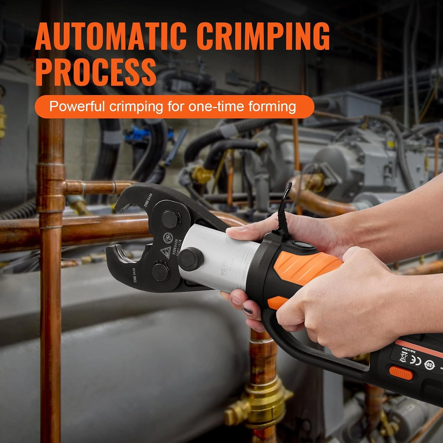 VEVOR Pro Press Tool, 18V Electric Pipe Crimping Tool for 1/2" to 2" Copper Pipes, Press Tool Kit with 6 Pro Press Jaws, 2PCS 4AH Battery, Fast Charger & Carrying Case