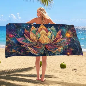 Vibrant Water Lily Microfiber Beach Towel Extra Large Colorful Floral Print, Quick Dry Absorbent Sand Free Lightweight Blanket, Perfect for Beach, Pool, Vacation, Picnic Essentials 70x35 Inch