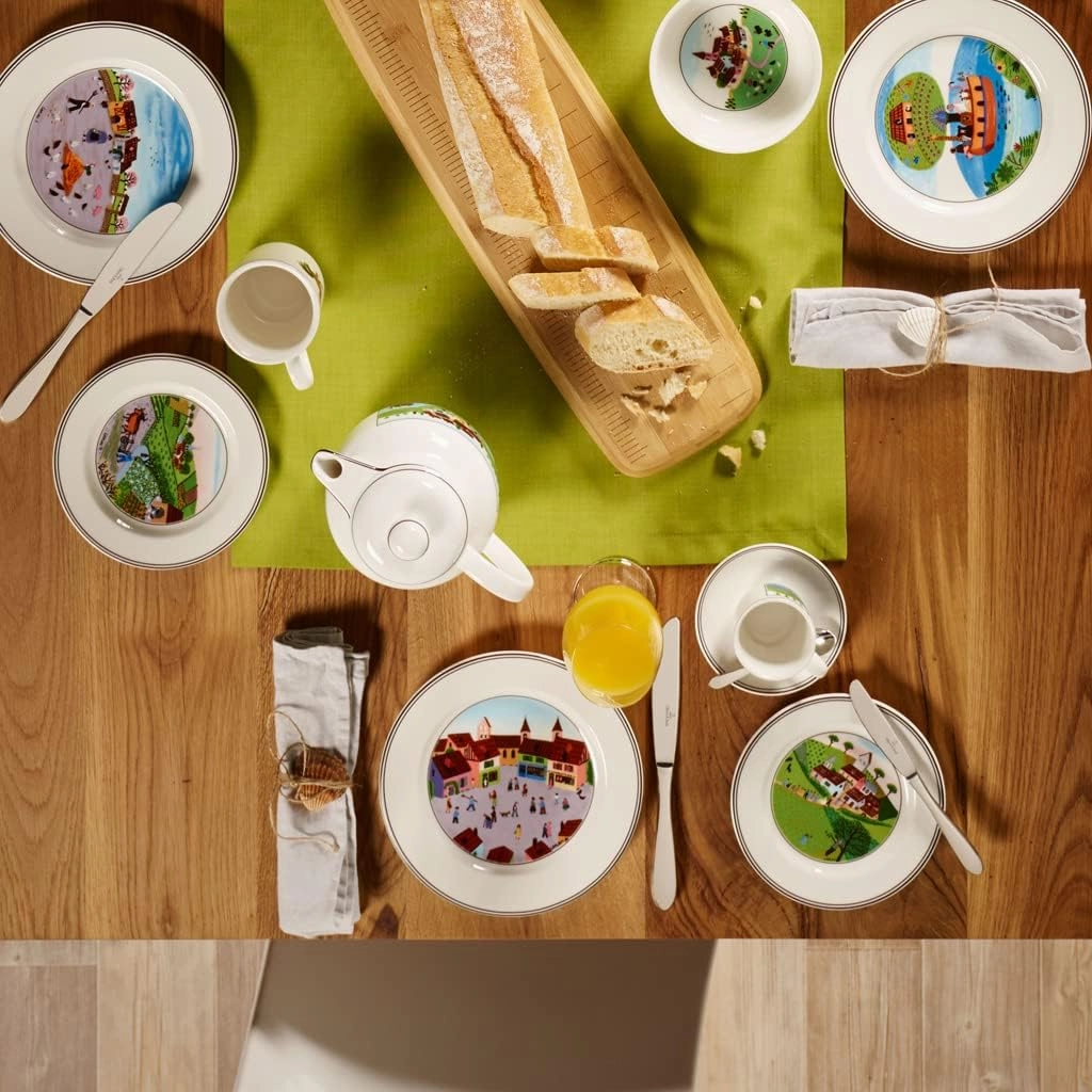 Villeroy & Boch Design Naif Bread & Butter Plate #3-Wedding Procession, 6.75 in, Premium Porcelain, White/Colorful