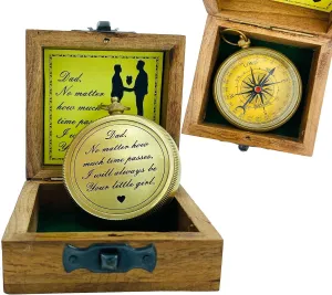 Vintage Brass Compass with Wooden Box for Hiking, Touring, Boating, Camping by Royal Replica
