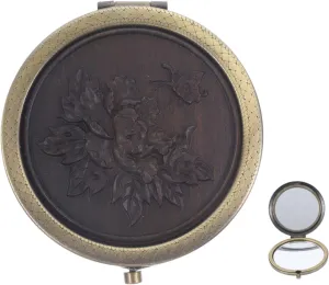 Vintage Compact Mirror Women Portable Dual Sided Makeup Mirror Folding Pocket Mirror for Purse Vanity