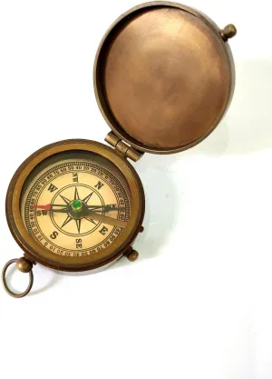 Vintage Style Brass Pocket Compass, Nautical Navigation Tool, Camping and Hiking Accessory