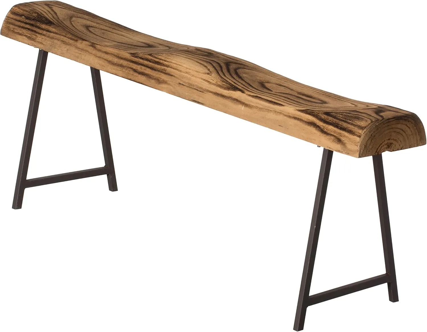 Vintiquewise Rustic Carved Wood Natural Log Accent Bench for Entryway, Indoor and Outdoor