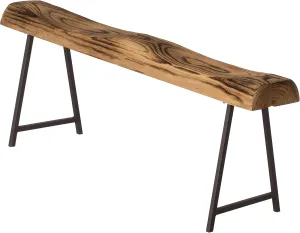 Vintiquewise Rustic Carved Wood Natural Log Accent Bench for Entryway, Indoor and Outdoor