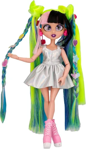 VIP Girls Hair Makeover Megan Fashion Doll with 11" Colorful Long Styling Hair and 5 Accessories Fashion Toy, Girls and Boys Ages 5 and Up, 10 Inch Doll