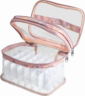 VOCOSTE Nail Bag - Pink Carrying Case for 35 Bottles, Art Organizer & Travel Storage