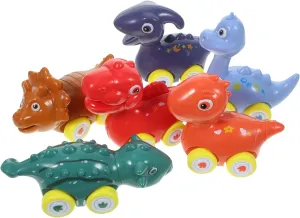 VOSAREA 6Pcs Cartoon Dinosaur Pull Back Cars Lifelike Dinosaur Models for Interactive Party Present Dinosaur Plaything for Boys for Birthday Celebrations