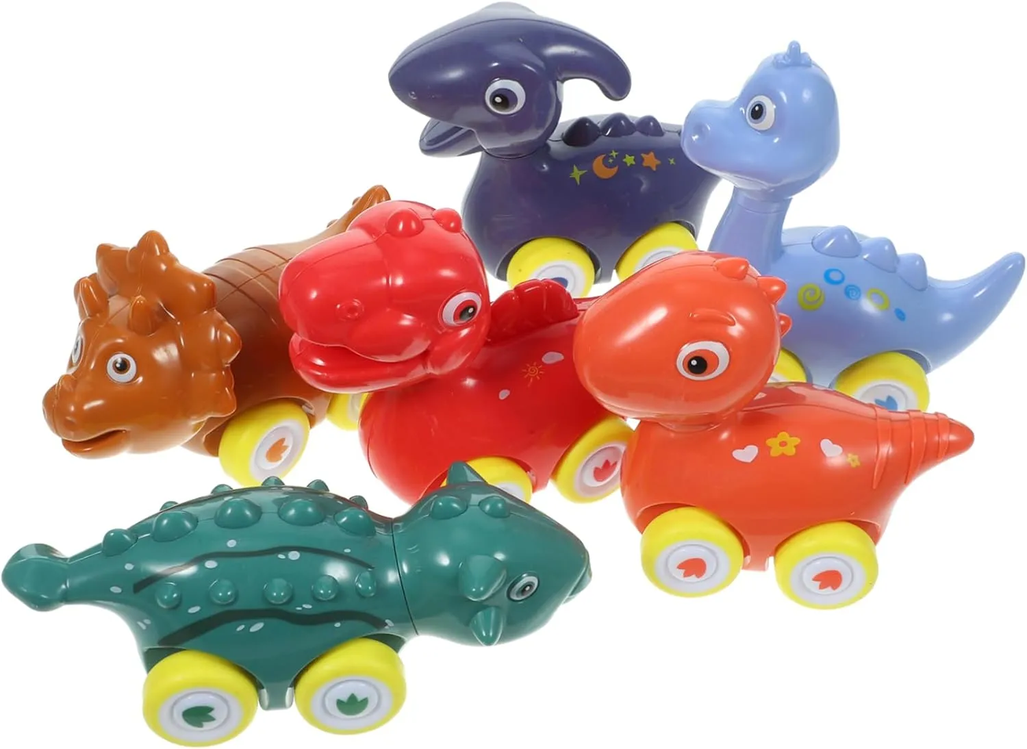 VOSAREA 6Pcs Cartoon Dinosaur Pull Back Cars Lifelike Dinosaur Models for Interactive Party Present Dinosaur Plaything for Boys for Birthday Celebrations