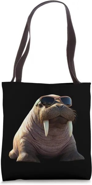 Walrus with Sunglasses Tusks Seal Pacific Walruses Tote Bag