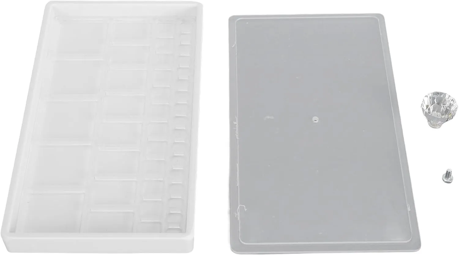 Watch Parts Storage Box Acrylic Multi Compartments Organizer Tray for Watchmakers Enthusiasts, Clear View sturdy Tool Box with Lid Handle and Separation Grid, 22x12x2 cm