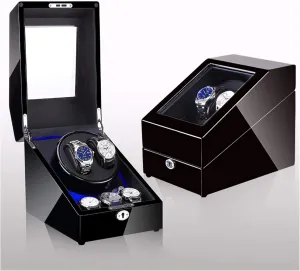 Watch Winder Automatic 2 3 Watch Winder with LED Light Quiet Motor Rotate Storage Box Case Gift