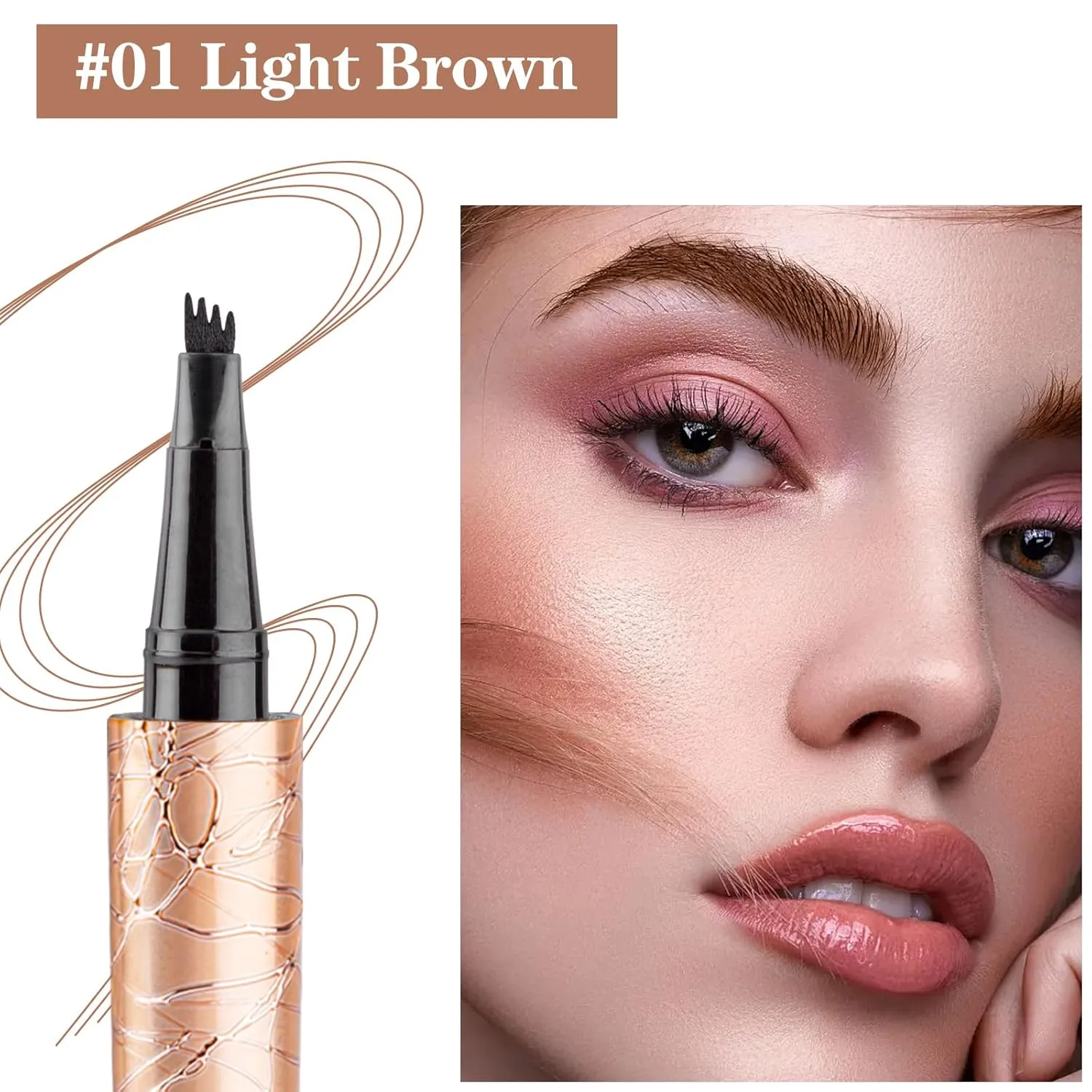Waterproof Eyebrow Pencil Microblade Eyebrow Pen Brown Eyebrow Pencils 4 Tip Microblade Brow Pen Eyebrow Tint Pen Natural Microblading Pen Brown Brow Pencil Eyebrow Makeup #Light Brown