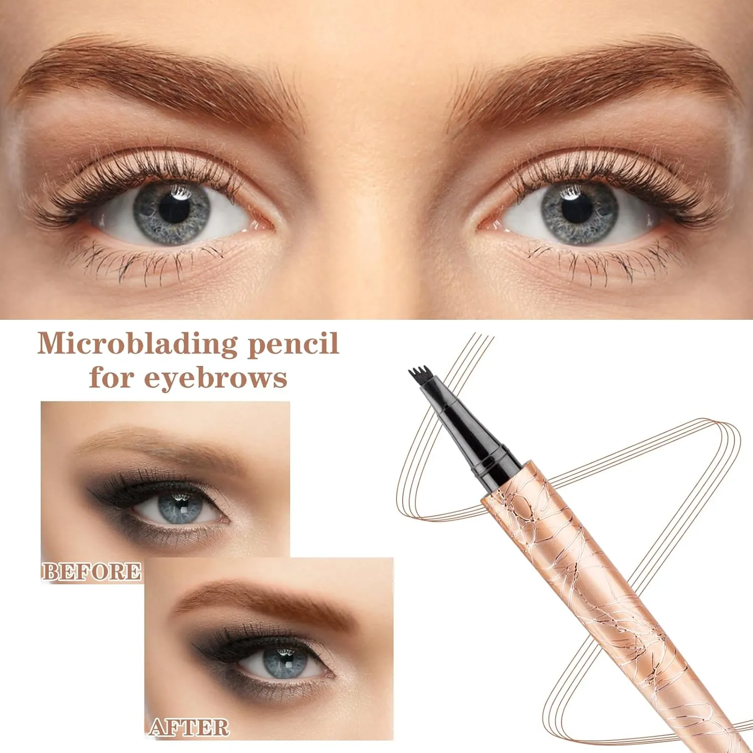 Waterproof Eyebrow Pencil Microblade Eyebrow Pen Brown Eyebrow Pencils 4 Tip Microblade Brow Pen Eyebrow Tint Pen Natural Microblading Pen Brown Brow Pencil Eyebrow Makeup #Light Brown