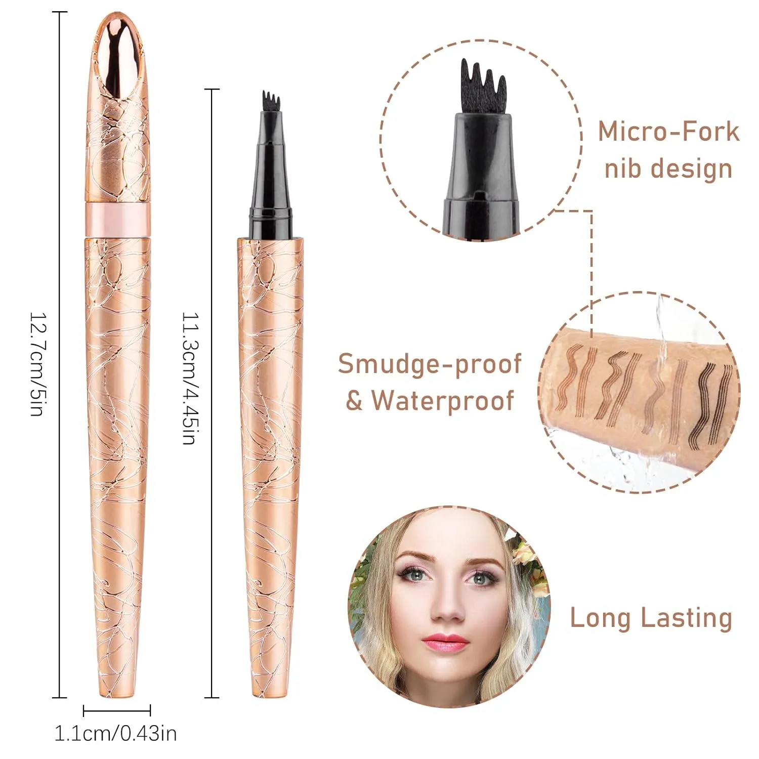 Waterproof Eyebrow Pencil Microblade Eyebrow Pen Brown Eyebrow Pencils 4 Tip Microblade Brow Pen Eyebrow Tint Pen Natural Microblading Pen Brown Brow Pencil Eyebrow Makeup #Light Brown