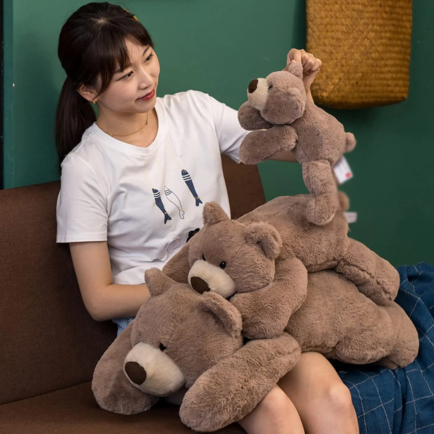 Weighted Stuffed Animals, Weighted Bear Stuffed Animal Toy Cute Brown Bear Plush Pillow Weighted Plush Animals Toy, 11.8"