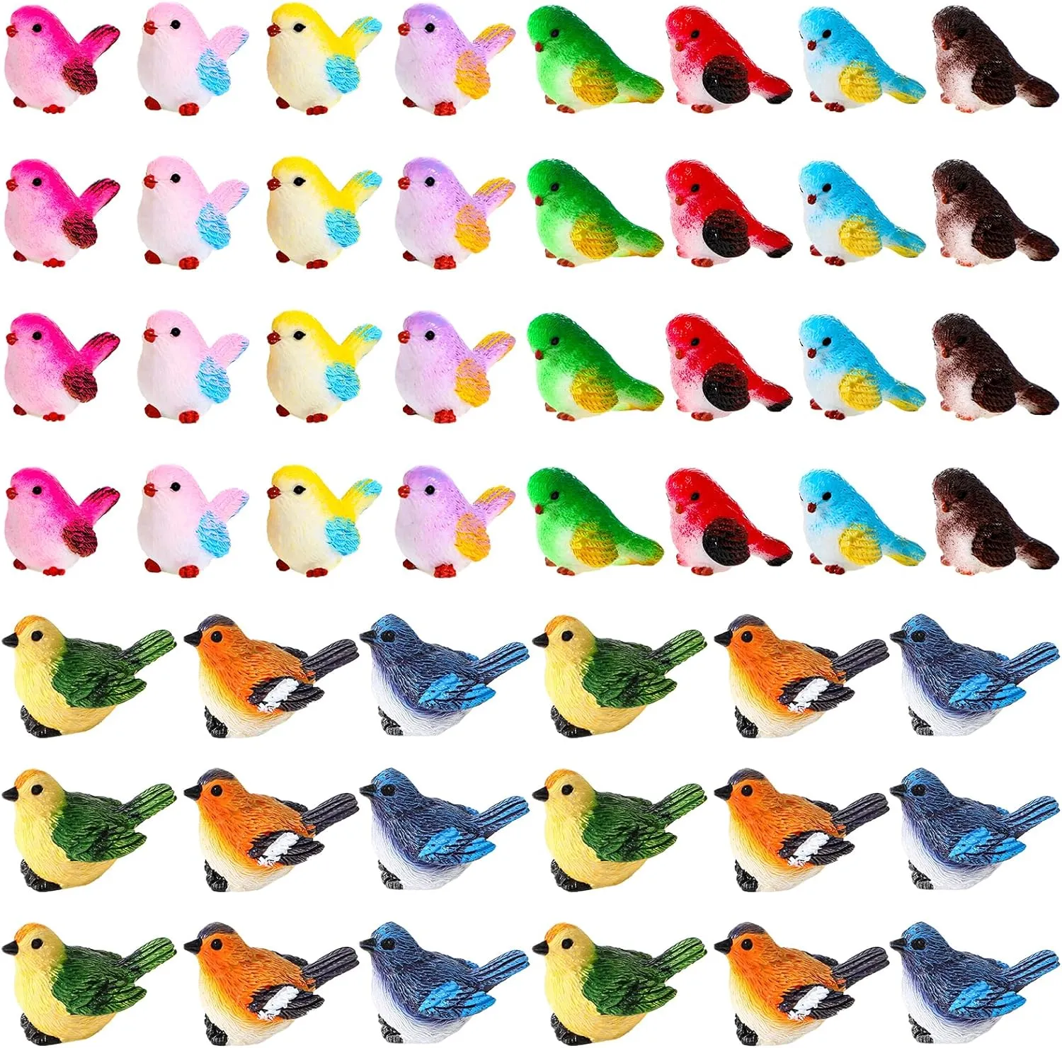 Wenqik 100 Pcs Mini Resin Bird Figurines Miniature Small Birds Figurines Realistic Animal for Fairy Terrarium Craft Garden Accessories Home Ornament Micro Landscape Birthday Cake Toppers Decor