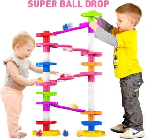 WEofferwhatYOUwant Super Ball Drop Tower – Giant Marble Run with Big Balls and Connectable Bridges – Montessori Toy for Toddlers 10M  – Build Tall, Stable Tracks with Ease