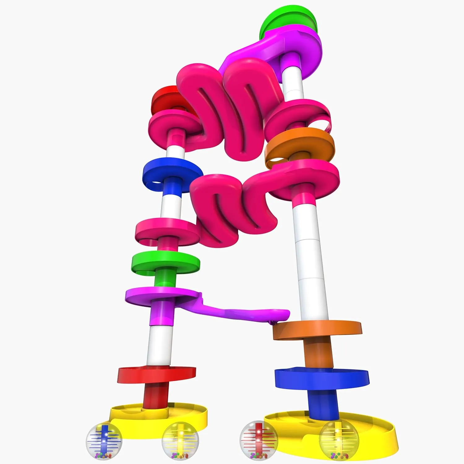 WEofferwhatYOUwant Super Ball Drop Tower – Giant Marble Run with Big Balls and Connectable Bridges – Montessori Toy for Toddlers 10M  – Build Tall, Stable Tracks with Ease