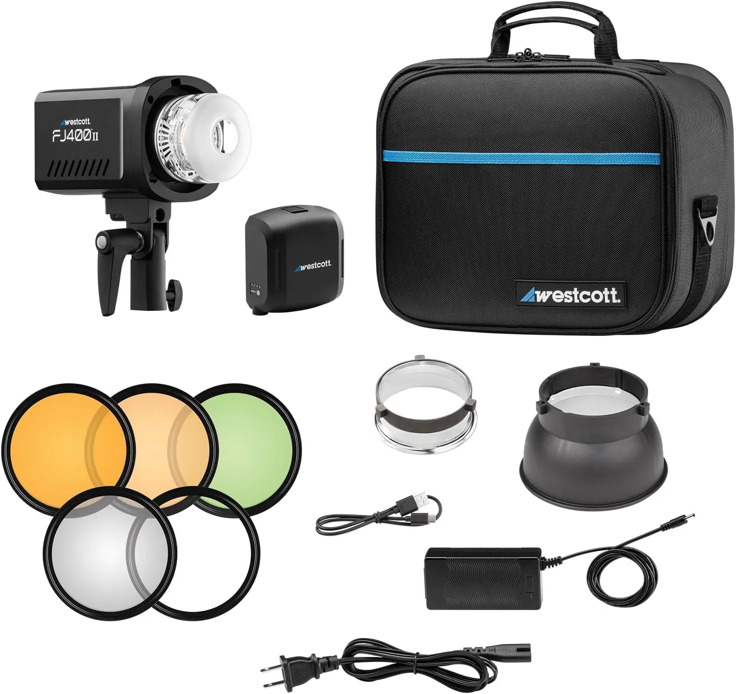 Westcott FJ400 II Touchscreen Strobe with FJ Pro AC/DC Battery (400Ws) TTL HSS AC/DC Powered 550  Full Power Flashes (US/CA Plug)