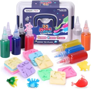 whatstem Magic Water Elf Toy Kit for Kids, with 10 Colors Sparkling Magic Gel, 12 Molds - Make Your Own Aqua Fairy, Party Gift Basket Stuffers for Boys & Girls