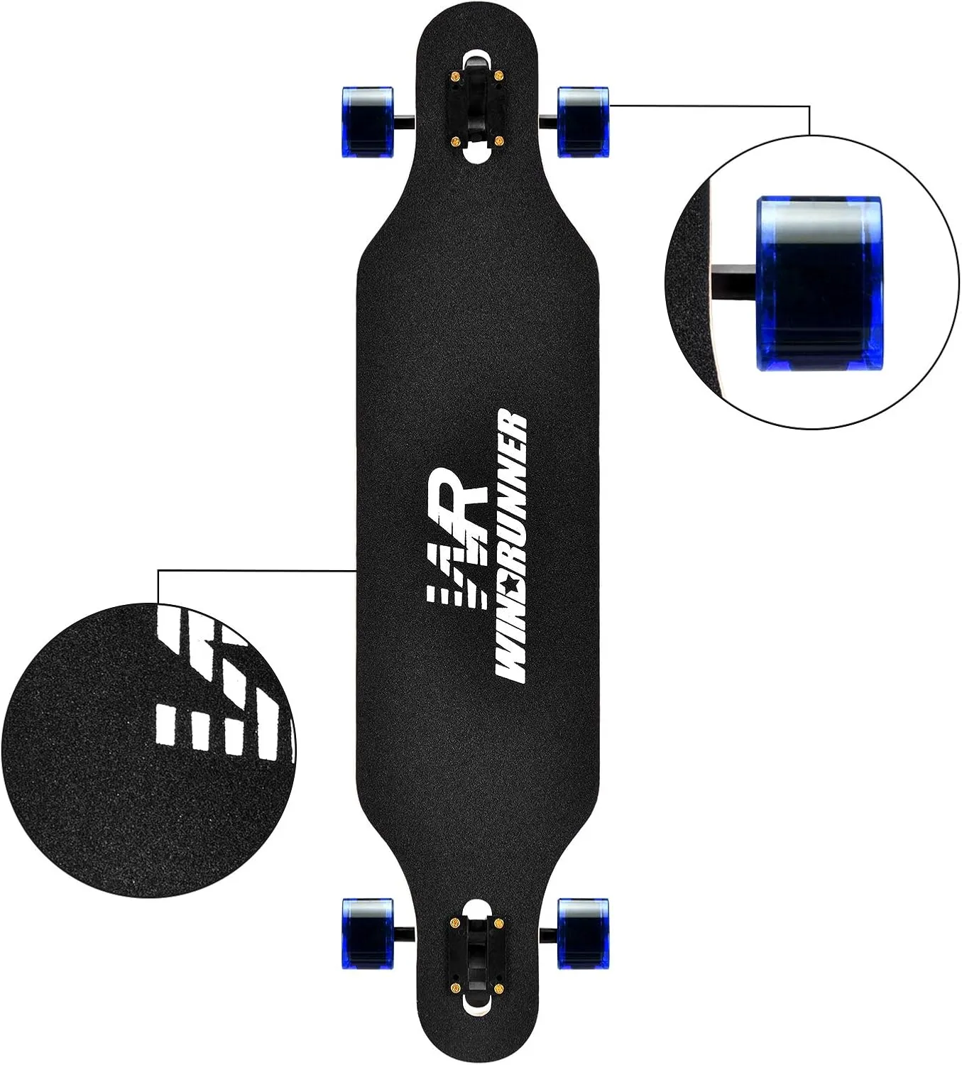 Windrunner 41inch Freeride Longboard Skateboard,8-Ply Natural Maple Drop Through Freestyle Complete Skateboard Cruiser Pintail for Cruising,Carving,Free-Style and Downhill with T-Tool