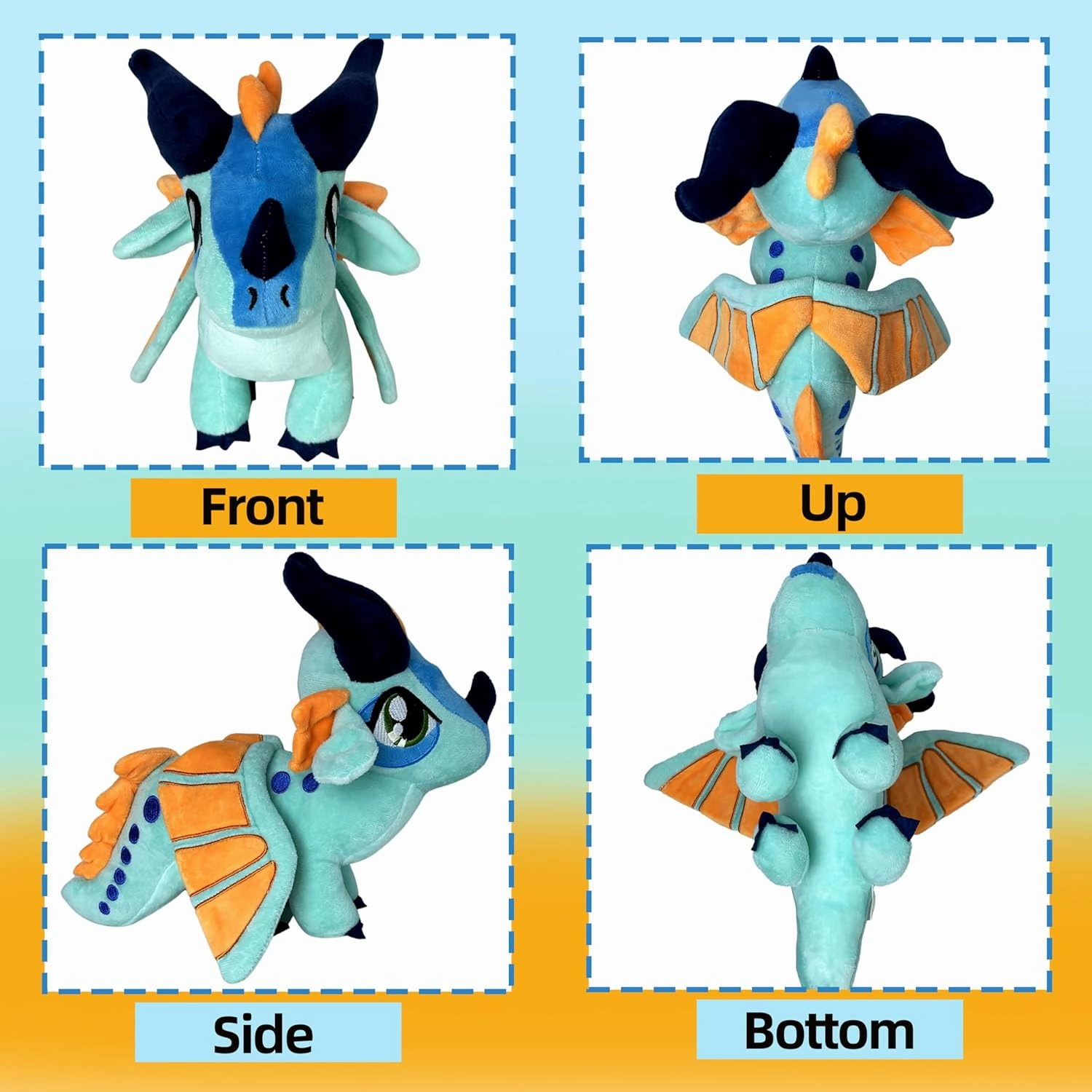 Wings Dragon Plush Toys Stuffed Animal Plushies Cute Figure Merch Present for Kids for Aged 3  (Blue)