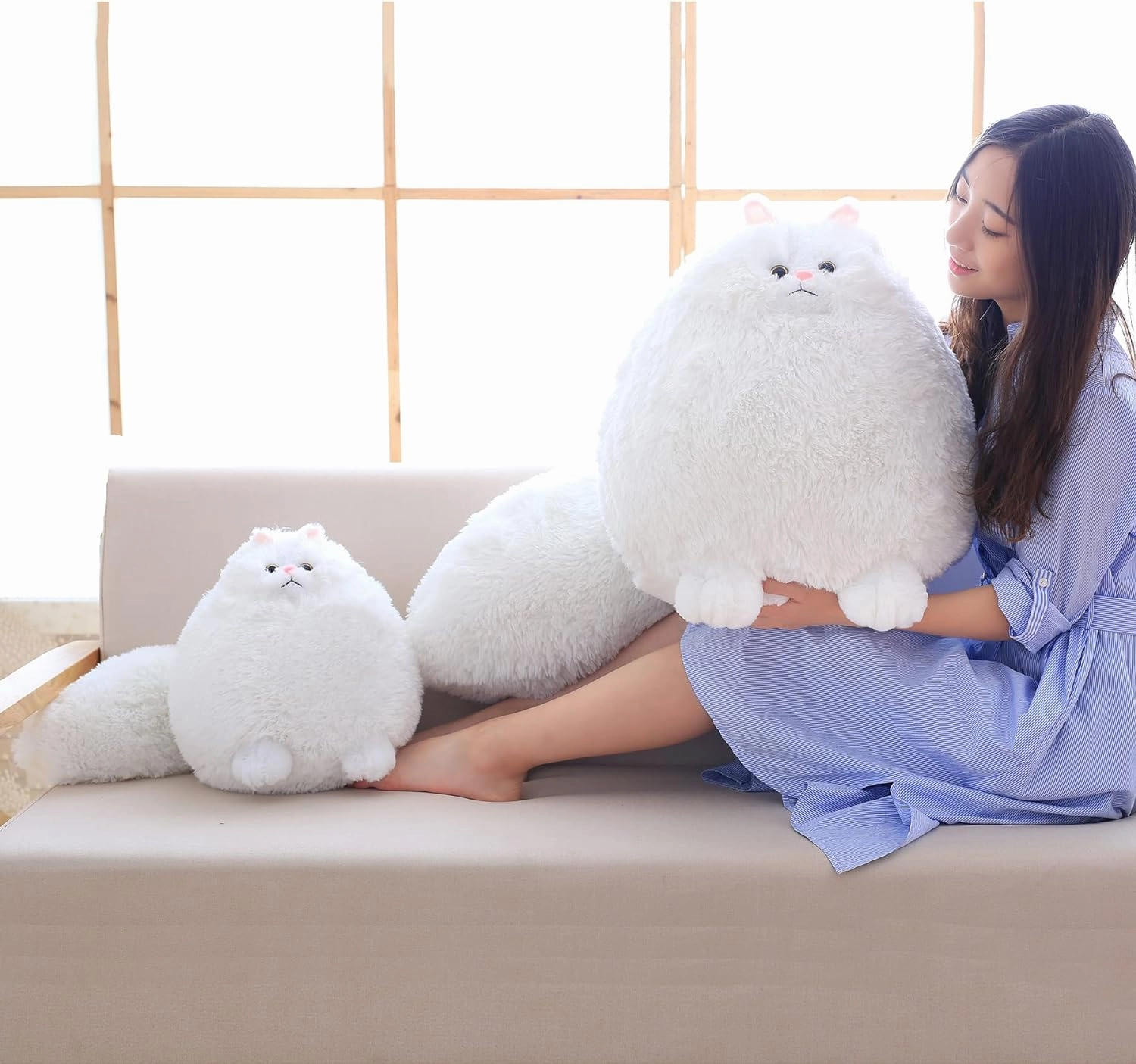 Winsterch Stuffed Animal Plushie Cat Stuffed Animal,Cute Soft Plush Cat Animals,White Stuffed Cat, Birthday for Kids,Boys,Girls,Fat Cat Stuffed Toy (White, 10 Inches)