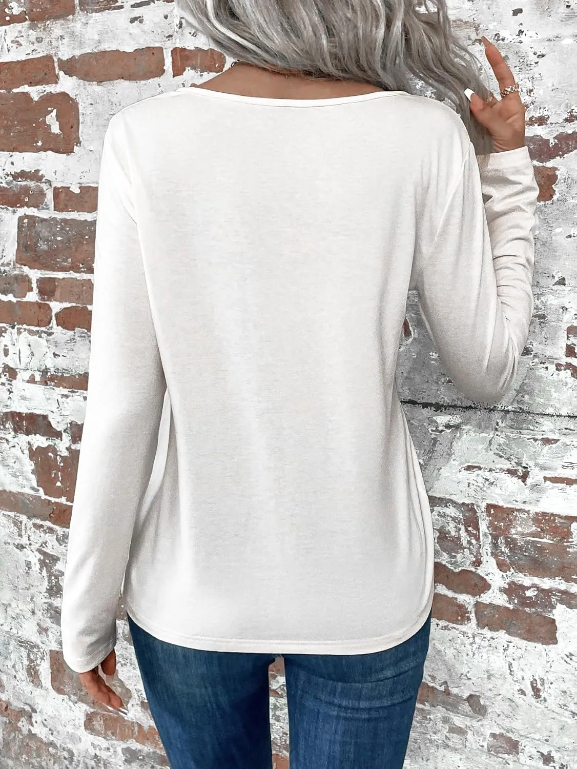Women's Cowboy Shirt Country Concert Outfit Cute Western Graphic Tee Casual Notched Neck Long Sleeve Top