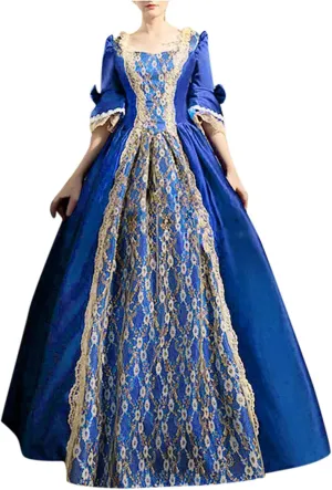 Womens Square Neck Lolita Dress Sweet Swing Princess Dress Lace Ruffle Maxi Dress Court Cosplay Victorian Ball Gowns