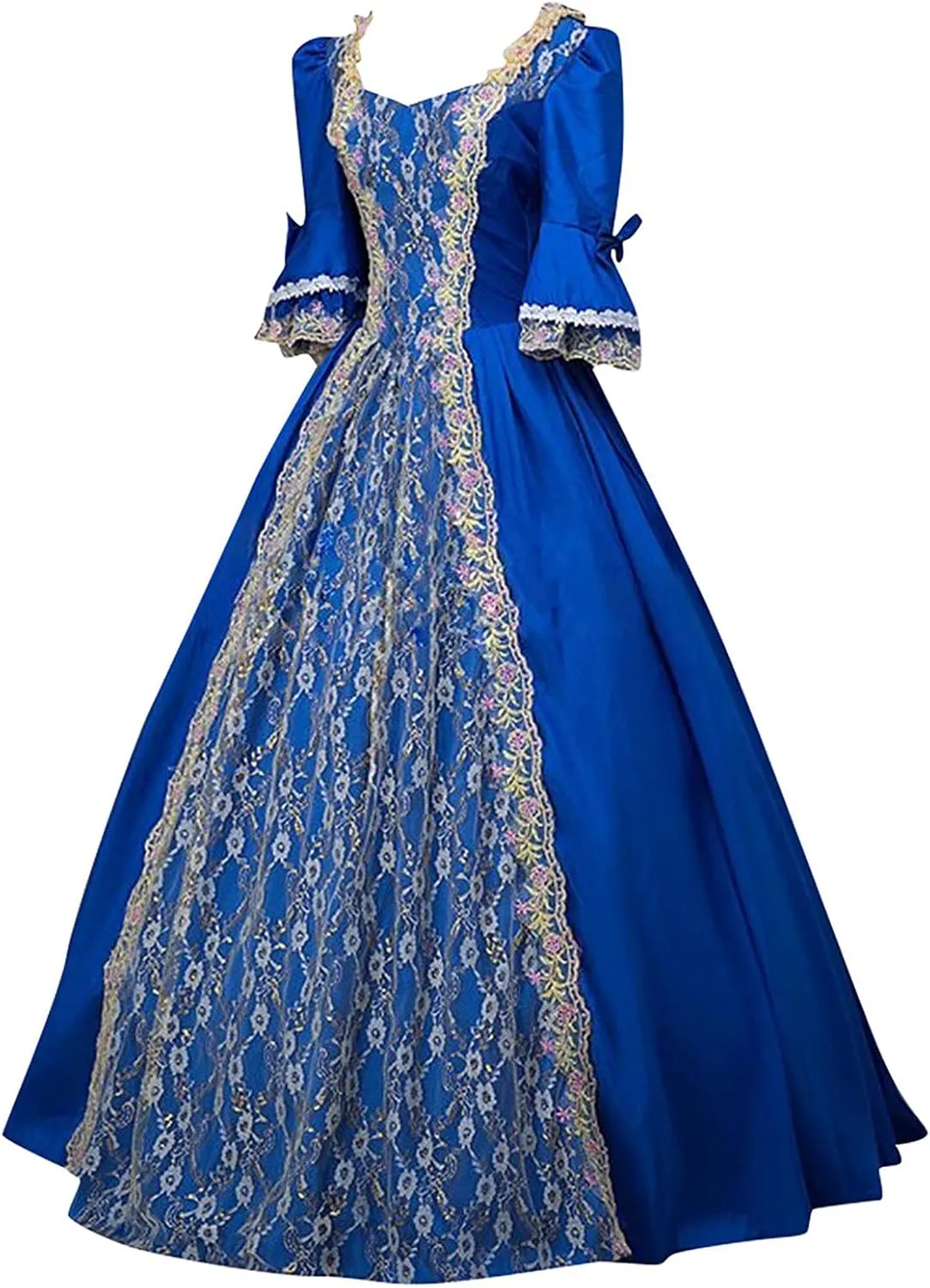 Womens Square Neck Lolita Dress Sweet Swing Princess Dress Lace Ruffle Maxi Dress Court Cosplay Victorian Ball Gowns