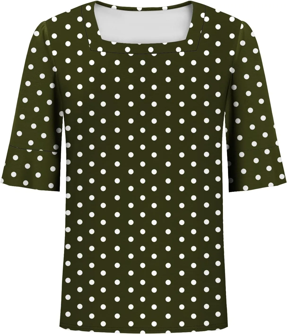 Womens Square Neck Short Sleeve T Shirts Cute Flower Pattern Print Blouses Vintage Comfy Tops
