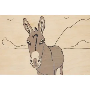 WOOD Kitsch Donkey Wood Postcard