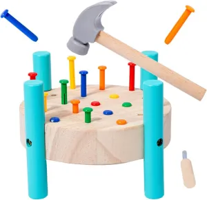 Wooden Baby Workbench Pounding Hammer Toy for Toddlers,STEM Educational Preschool Learning Toys for Kids