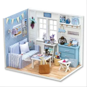 Wooden Dollhouse Kit with Furniture, DIY Kit, Creative Miniature Dollhouse for Crafting and Decor, Complete Set