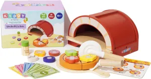 Wooden Pizz Oven Set - Interactive Playset Cooking Kitchen for Play Pretend