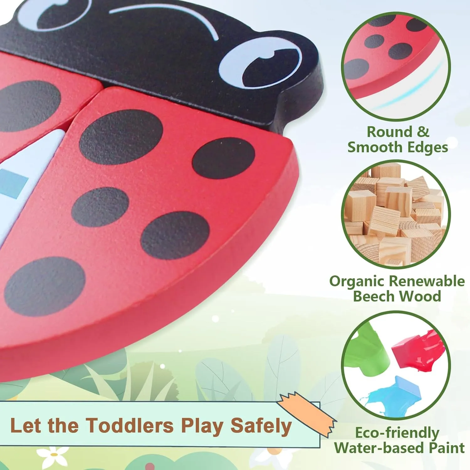 Wooden Toddlers Puzzles Animals Shape Puzzle Educational Toys Gift for Boys Girls Baby Travel Daycare Portable Toy with Drawstring Bag Pack of 4